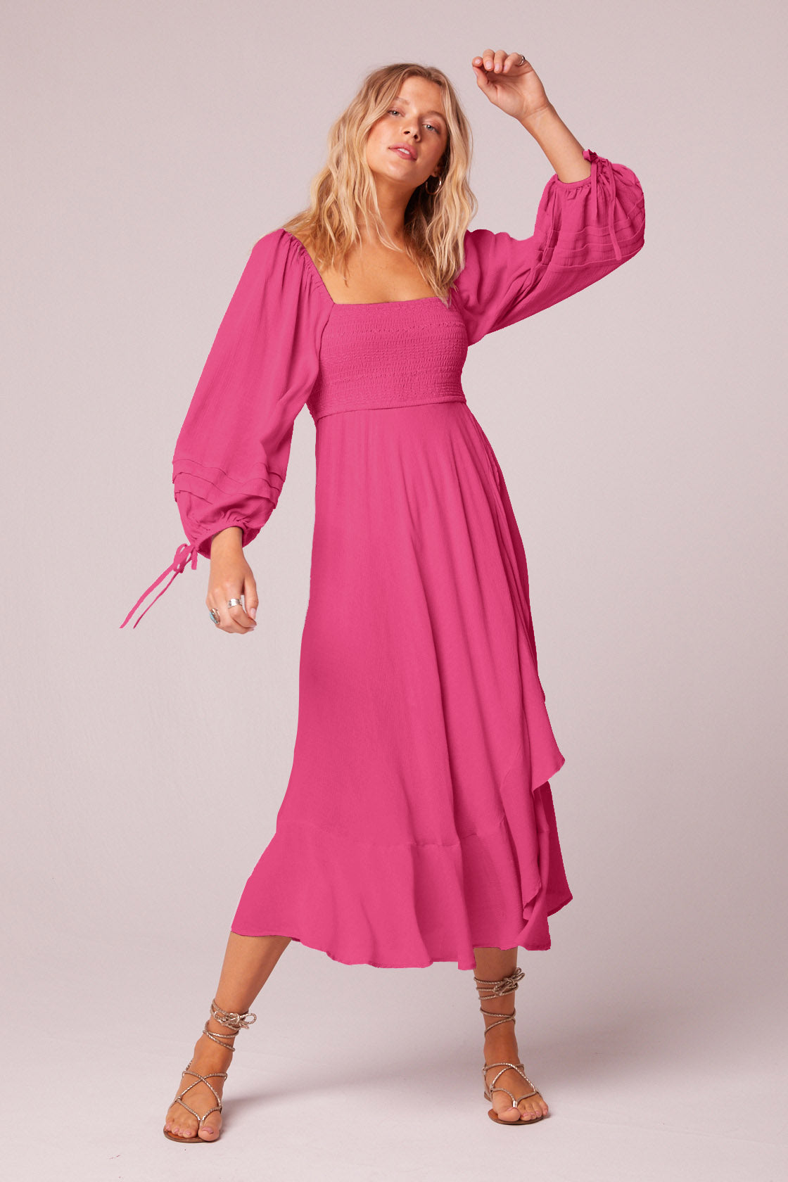 Lupine Fuchsia Long Sleeve Midi Dress ...